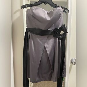 JCPenney gray strapless dress with belt strap